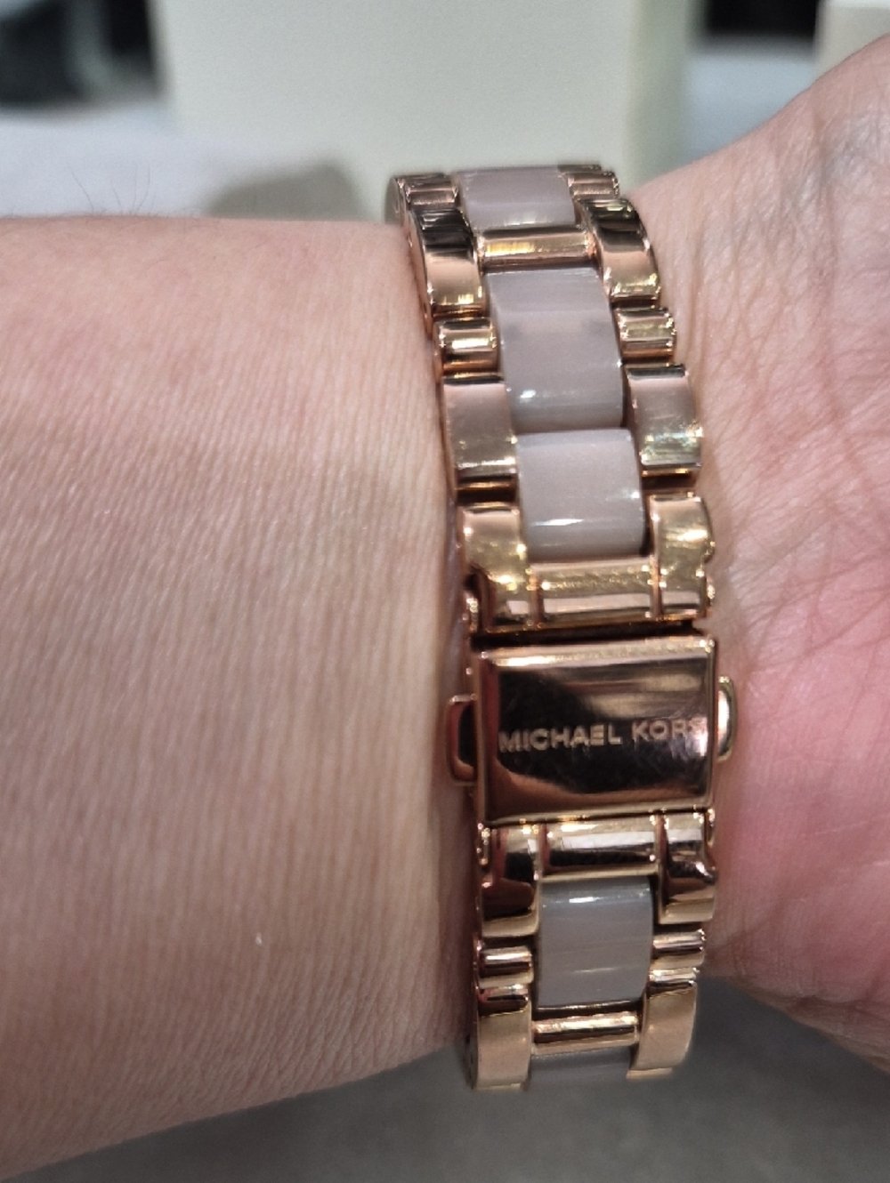 Michael Kors Rose Gold and Pink Dial Crystal-Accent Chronograph Watch - Picture 5 of 8